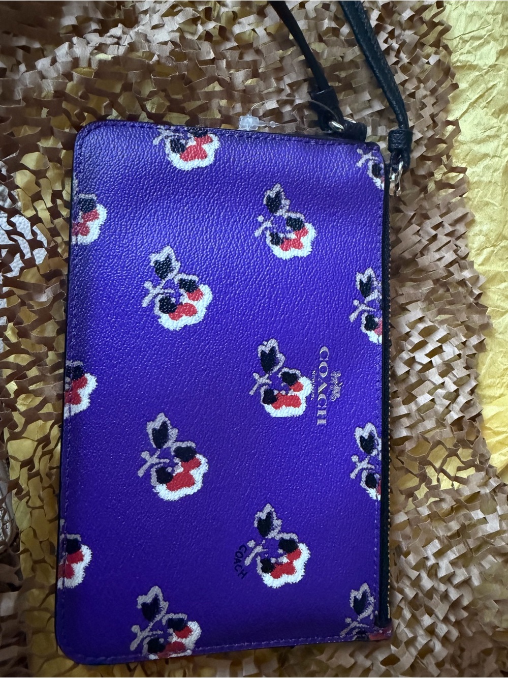 Coach Purple Floral Phone Wristlet with Removable Strap